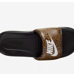 Nike Women's Black and Brown Leopard Sandals
